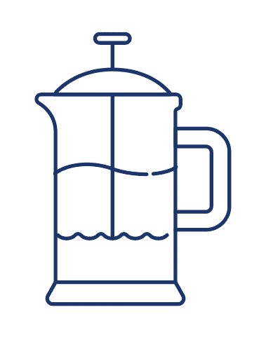 French Press Graphic for Tallio's Coffee Brew Guide